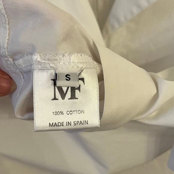 Mabel Frost Tanvi Top Small White Cropped Boxy Button Up Shirt Oversized Cotton - Picture 6 of 11